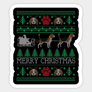 Christmas Beagle Dog Lovers Owners Beagle Ugly Christmas Sweater Sticker